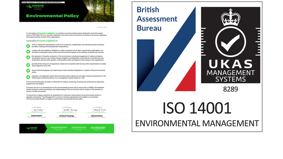 Coyote Logistics - Environmental policy - ISO14001:2015